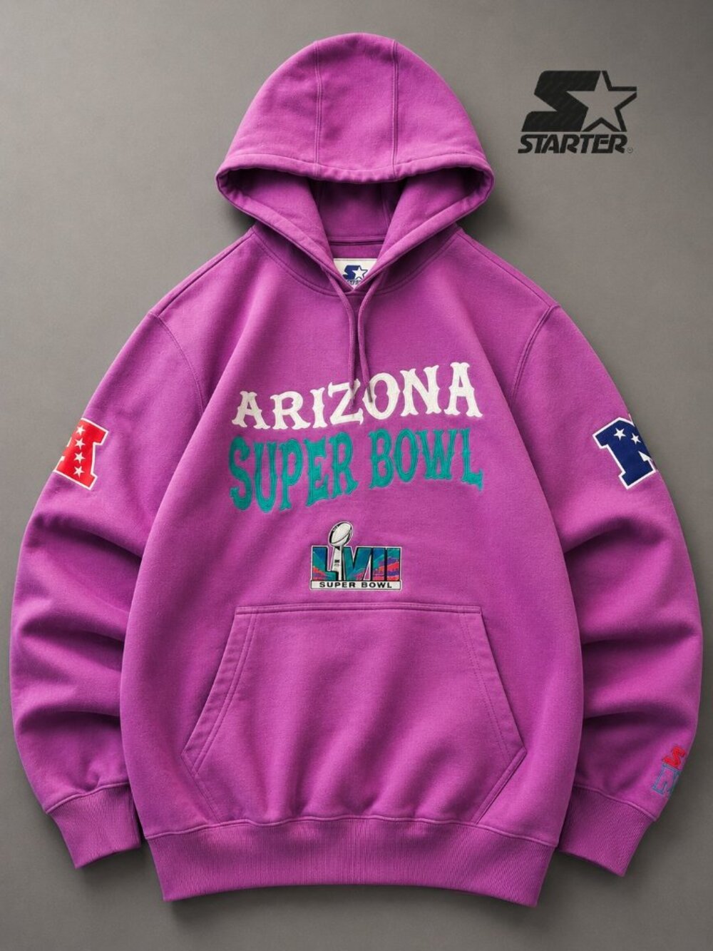 Starter Arizona Super Bowl Purple Hoodie Embroidered NFL Size Large L
